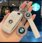BMW Luxury Key Fob Cover & Keychain Set – Crystal White Edition