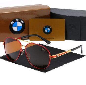 BMW Luxury Aviator Sunglasses – Red & Gold Edition