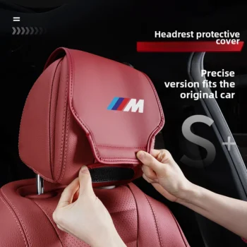 Leather Car Seat Headrest Protective Cover For BMW M5 M4 M3 F20 F40 F22 F30 E90 F32 F10 F06 F07 F46 E60 Z4 G20 F15 F16 G30 X1 X3