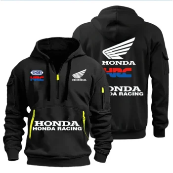Honda Racing's Autumn And Winter Men's Clothing Features Multi-Zipper Design Hoodies, Casual Sportswear And Loose Hooded