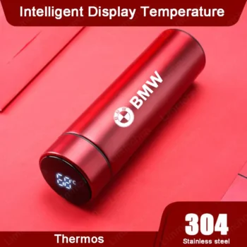 For Bmw M E46 E90 E60 F10 F30 X3 X5 M2 M3 M5 M6 Car Logo Temperature Display Thermos Cup Stainless Steel Divided Thermos Bottle