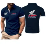 2025 Honda racing Men's New Summer Cotton Breathable Comfortable Polo Shirt Casual Solid Color Slim Fit Fashion Tops Clothing